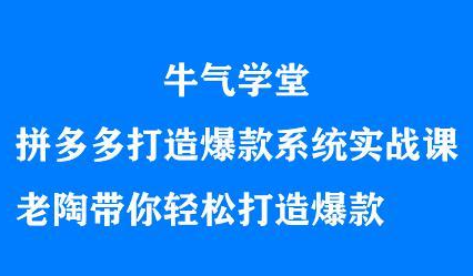 牛气学堂拼多多打造爆款系统实战课,老陶带你轻松打造爆款 牛气学堂拼多多打造爆款系统实战课,老陶带你轻松打造爆款