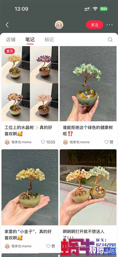 在小红书卖水晶树，客单价45，卖了10000个！