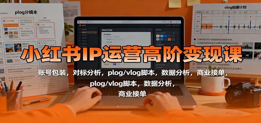 小红书IP运营高阶变现课：账号包装，对标分析，plog/vlog脚本，数据分析，商业接单