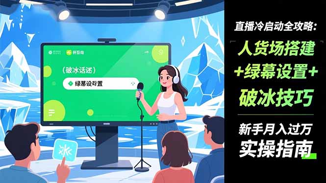 (16605期)直播冷启动全攻略:人货场搭建+绿幕设置+破冰技巧,新手月入过万实操指南 (16605期)直播冷启动全攻略:人货场搭建+绿幕设置+破冰技巧,新手月入过万实操指南