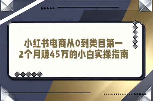 小红书电商从0到类目第一：2个月赚45万的小白实操指南