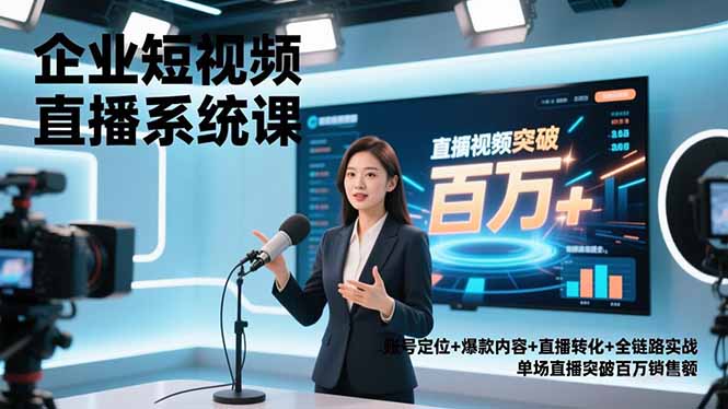 (16878期)企业短视频直播系统课,账号定位+爆款内容+直播转化+全链路实战,单场直播突破百万销售额 (16878期)企业短视频直播系统课,账号定位+爆款内容+直播转化+全链路实战,单场直播突破百万销售额