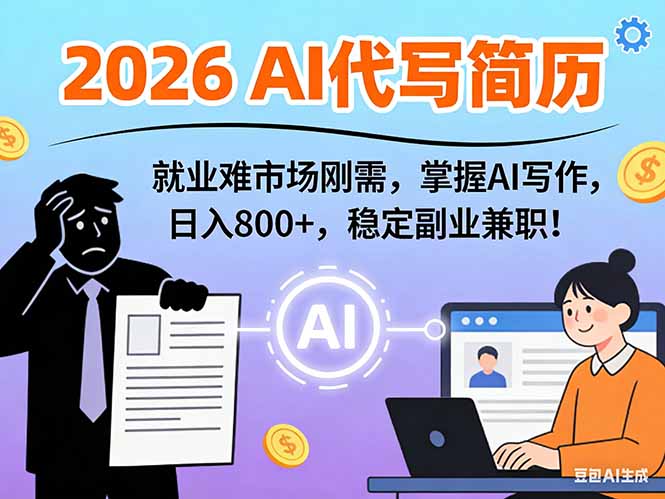 (17119期)AI代写简历,超暴利,用万能模板月入1-3万实战教程,2026年市场刚需! (17119期)AI代写简历,超暴利,用万能模板月入1-3万实战教程,2026年市场刚需!