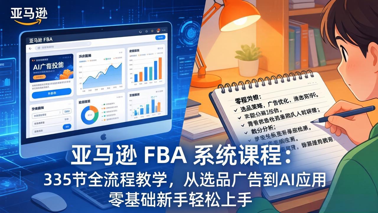 (17744期)亚马逊 FBA 系统课程(更新26年3月)335节全流程教学,从选品广告到AI应用,零基础新手轻松上手 (17744期)亚马逊 FBA 系统课程(更新26年3月)335节全流程教学,从选品广告到AI应用,零基础新手轻松上手