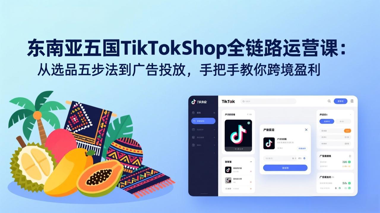 (17511期)东南亚五国TikTok Shop全链路运营课:从选品五步法到广告投放,手把手教你跨境盈利 (17511期)东南亚五国TikTok Shop全链路运营课:从选品五步法到广告投放,手把手教你跨境盈利