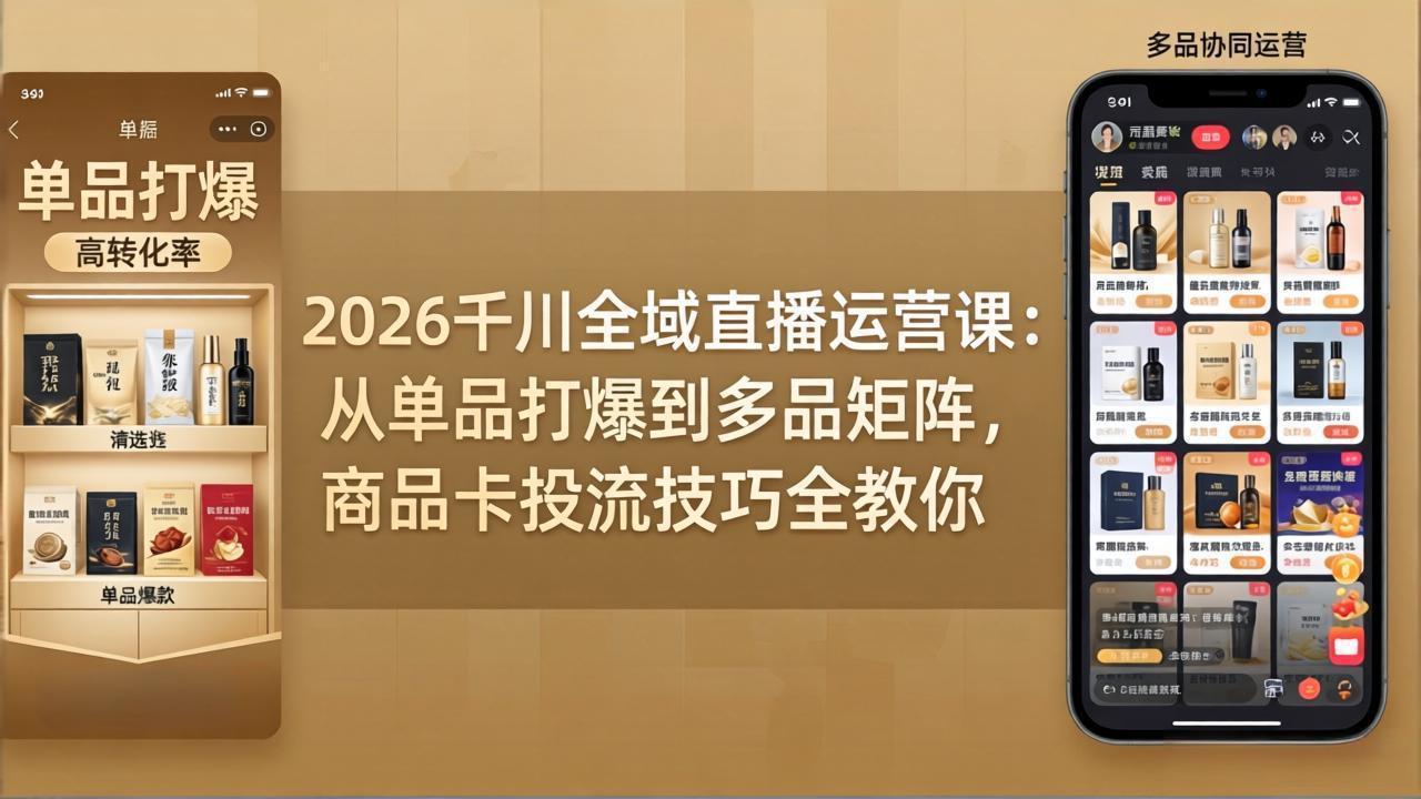 (18028期)2026千川全域直播运营课:从单品打爆到多品矩阵,商品卡投流技巧全教你 (18028期)2026千川全域直播运营课:从单品打爆到多品矩阵,商品卡投流技巧全教你