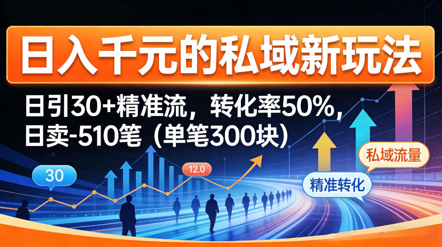 日入千米的私域新玩法:日引30+精准流,转化率50%,日卖5-10笔(单笔300米) 日入千米的私域新玩法:日引30+精准流,转化率50%,日卖5-10笔(单笔300米)
