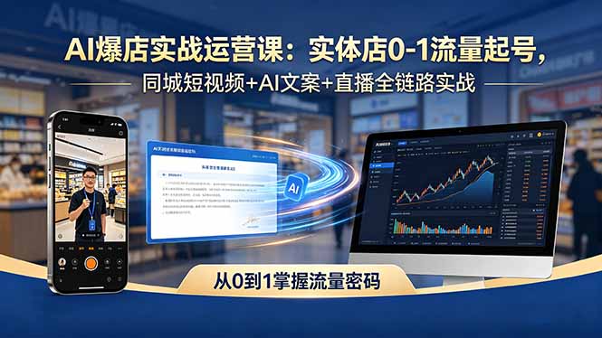 (18451期)AI爆店实战运营课:实体店0-1流量起号,同城短视频+AI文案+直播全链路实战 (18451期)AI爆店实战运营课:实体店0-1流量起号,同城短视频+AI文案+直播全链路实战