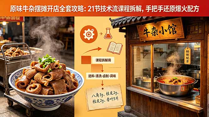 (18601期)原味牛杂摆摊开店全套攻略:21节技术流课程拆解,手把手还原爆火配方 (18601期)原味牛杂摆摊开店全套攻略:21节技术流课程拆解,手把手还原爆火配方