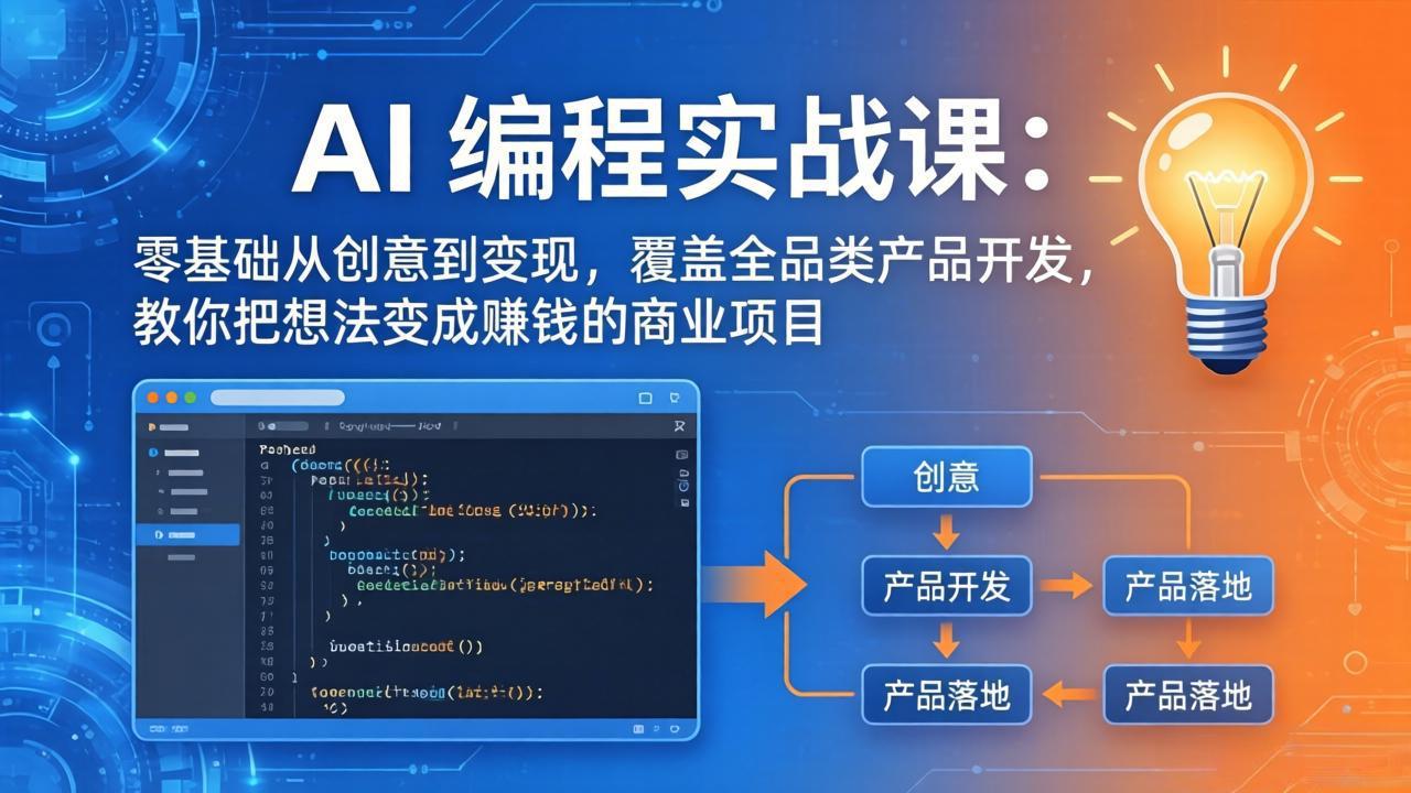 (18469期)AI编程实战课-第三期-5月9更新:零基础从创意到变现,覆盖全品类产品开发,把想法变成赚钱项目 (18469期)AI编程实战课-第三期-5月9更新:零基础从创意到变现,覆盖全品类产品开发,把想法变成赚钱项目