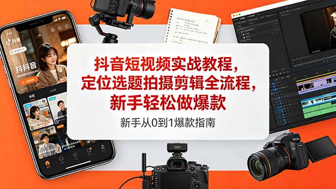 (18524期)抖音短视频实战教程,定位选题拍摄剪辑全流程,新手轻松做爆款 (18524期)抖音短视频实战教程,定位选题拍摄剪辑全流程,新手轻松做爆款