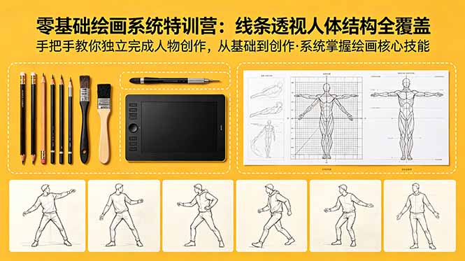 (18615期)零基础绘画系统特训营:线条透视人体结构全覆盖,手把手教你独立完成人物创作 (18615期)零基础绘画系统特训营:线条透视人体结构全覆盖,手把手教你独立完成人物创作