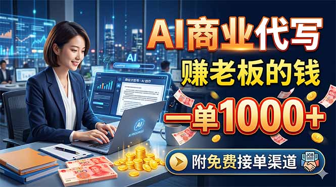 (18444期)AI商业代写,赚老板的钱,一单1000+,附免费接单渠道 (18444期)AI商业代写,赚老板的钱,一单1000+,附免费接单渠道