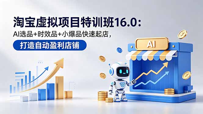 (18666期)淘宝虚拟项目特训班16.0:AI选品+时效品+小爆品快速起店,打造自动盈利店铺 (18666期)淘宝虚拟项目特训班16.0:AI选品+时效品+小爆品快速起店,打造自动盈利店铺