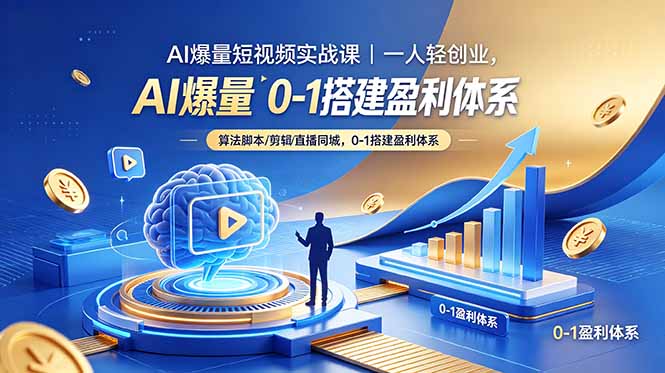 (18652期)AI爆量短视频实战课|一人轻创业,算法脚本剪辑直播同城,0-1搭建盈利体系 (18652期)AI爆量短视频实战课|一人轻创业,算法脚本剪辑直播同城,0-1搭建盈利体系