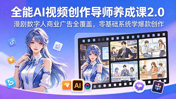 (18505期)全能AI视频创作导师养成课2.0,漫剧数字人商业广告全覆盖,零基础系统学爆款创作 (18505期)全能AI视频创作导师养成课2.0,漫剧数字人商业广告全覆盖,零基础系统学爆款创作