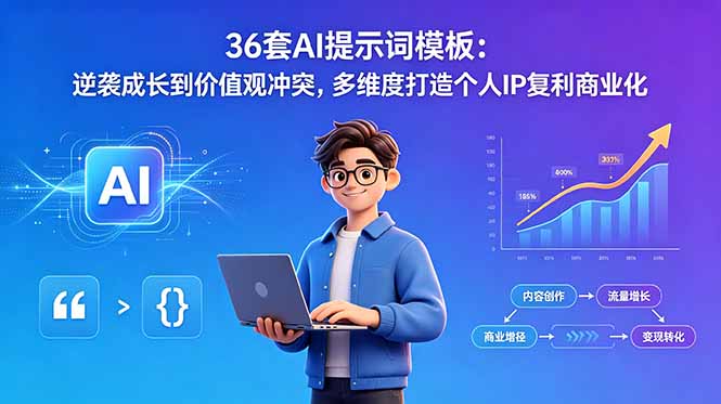 (18630期)36套AI提示词模板:逆袭成长到价值观冲突,多维度打造个人IP复利商业化 (18630期)36套AI提示词模板:逆袭成长到价值观冲突,多维度打造个人IP复利商业化