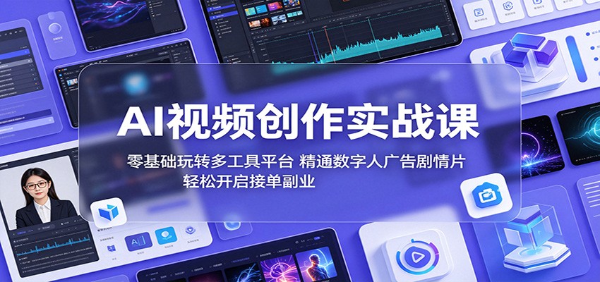 AI视频创作实战课:零基础玩转多工具平台,精通数字人广告、剧情片,轻松开启接单副业 AI视频创作实战课:零基础玩转多工具平台,精通数字人广告、剧情片,轻松开启接单副业