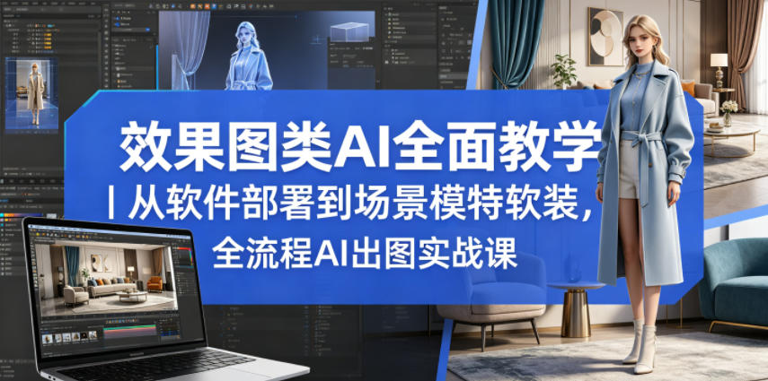 效果图类AI全面教学|从软件部署到场景模特软装,全流程AI出图实战课 效果图类AI全面教学|从软件部署到场景模特软装,全流程AI出图实战课