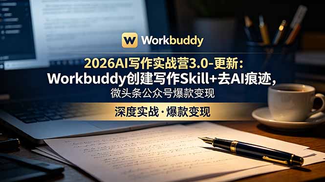(18995期)2026AI写作实战营3.0-更新:Workbuddy创建写作Skill+去AI痕迹,微头条公众号爆款变现 (18995期)2026AI写作实战营3.0-更新:Workbuddy创建写作Skill+去AI痕迹,微头条公众号爆款变现