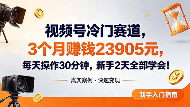 (18799期)视频号冷门赛道,3个月变现23905元,新手2天学会 每天操作30分钟! (18799期)视频号冷门赛道,3个月变现23905元,新手2天学会 每天操作30分钟!