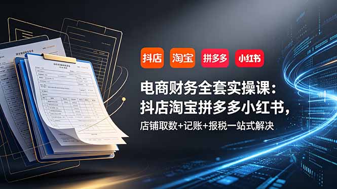 (19001期)电商财务全套实操课:抖店淘宝拼多多小红书,店铺取数+记账+报税一站式解决 (19001期)电商财务全套实操课:抖店淘宝拼多多小红书,店铺取数+记账+报税一站式解决