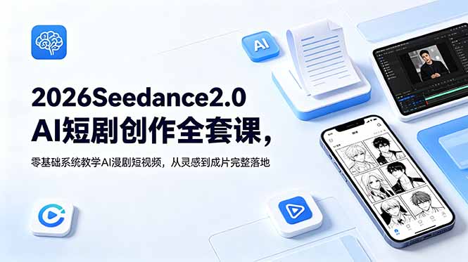 (18958期)2026Seedance2.0AI短剧创作全套课,零基础系统教学AI漫剧短视频,从灵感到成片完整落地 (18958期)2026Seedance2.0AI短剧创作全套课,零基础系统教学AI漫剧短视频,从灵感到成片完整落地