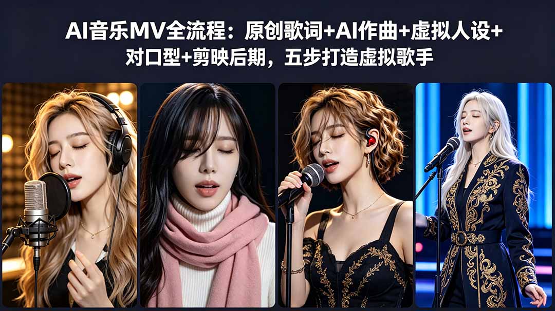 (18710期)AI音乐MV全流程:原创歌词+AI作曲+虚拟人设+对口型+剪映后期,五步打造虚拟歌手 (18710期)AI音乐MV全流程:原创歌词+AI作曲+虚拟人设+对口型+剪映后期,五步打造虚拟歌手