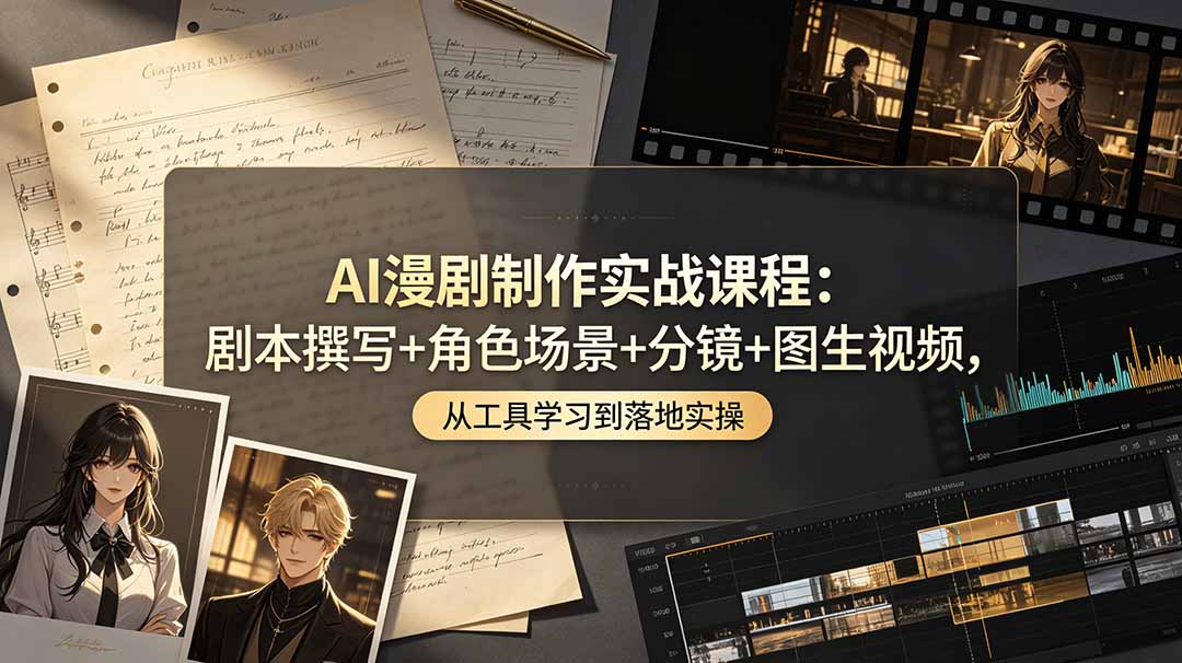 (19020期)AI漫剧制作实战课程:剧本撰写+角色场景+分镜+图生视频,从工具学习到落地实操 (19020期)AI漫剧制作实战课程:剧本撰写+角色场景+分镜+图生视频,从工具学习到落地实操