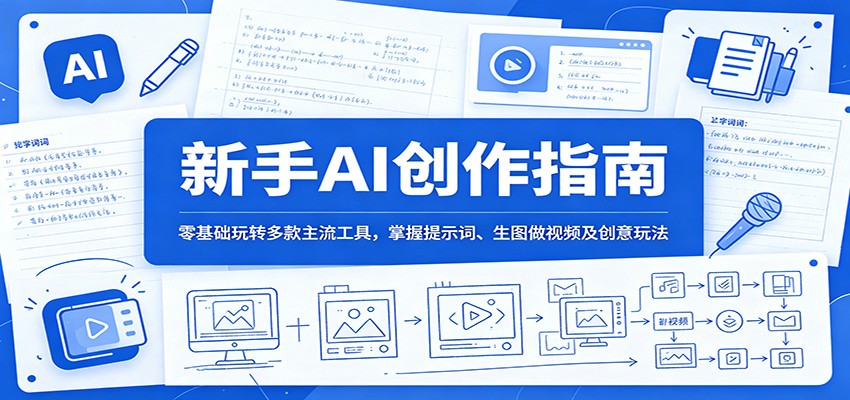 新手AI创作指南:零基础玩转多款主流工具,掌握提示词、生图做视频及创意玩法 新手AI创作指南:零基础玩转多款主流工具,掌握提示词、生图做视频及创意玩法