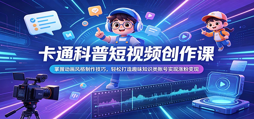 卡通科普短视频创作课:掌握动画风格制作技巧,轻松打造趣味知识类账号实现涨粉变现 卡通科普短视频创作课:掌握动画风格制作技巧,轻松打造趣味知识类账号实现涨粉变现