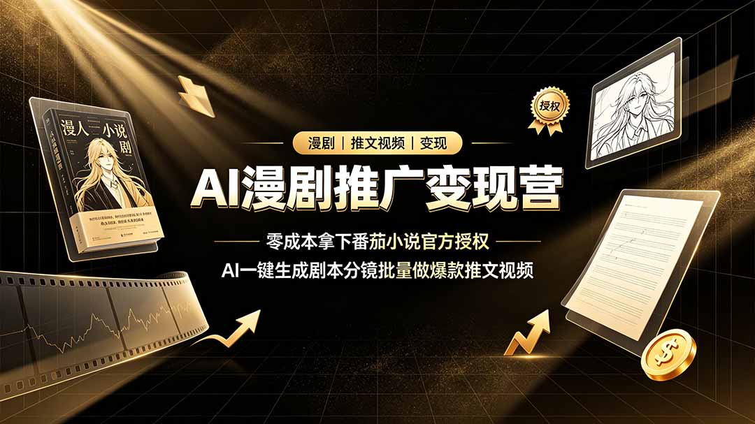 (19193期)AI漫剧推广变现营,零成本拿下番茄小说官方授权,AI一键生成剧本分镜批量做爆款推文视频 (19193期)AI漫剧推广变现营,零成本拿下番茄小说官方授权,AI一键生成剧本分镜批量做爆款推文视频
