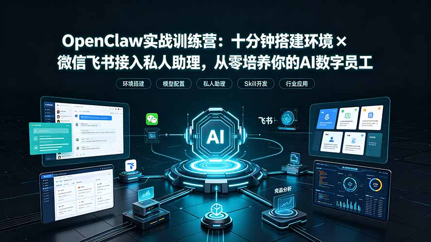 (19287期)OpenClaw实战特训营:十分钟搭建环境×微信飞书接入私人助理,从零培养你的AI数字员工 (19287期)OpenClaw实战特训营:十分钟搭建环境×微信飞书接入私人助理,从零培养你的AI数字员工