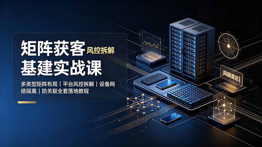 (19319期)矩阵获客基建实战课:多类型矩阵布局|平台风控拆解|设备网络隔离|防关联全套落地教程 (19319期)矩阵获客基建实战课:多类型矩阵布局|平台风控拆解|设备网络隔离|防关联全套落地教程