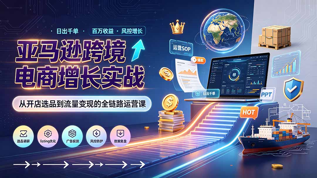 (19308期)亚马逊0-1孵化特训营8期:从注册风控到稳定日出千单实战,规避审核封店风险,标准化执行流程落地 (19308期)亚马逊0-1孵化特训营8期:从注册风控到稳定日出千单实战,规避审核封店风险,标准化执行流程落地