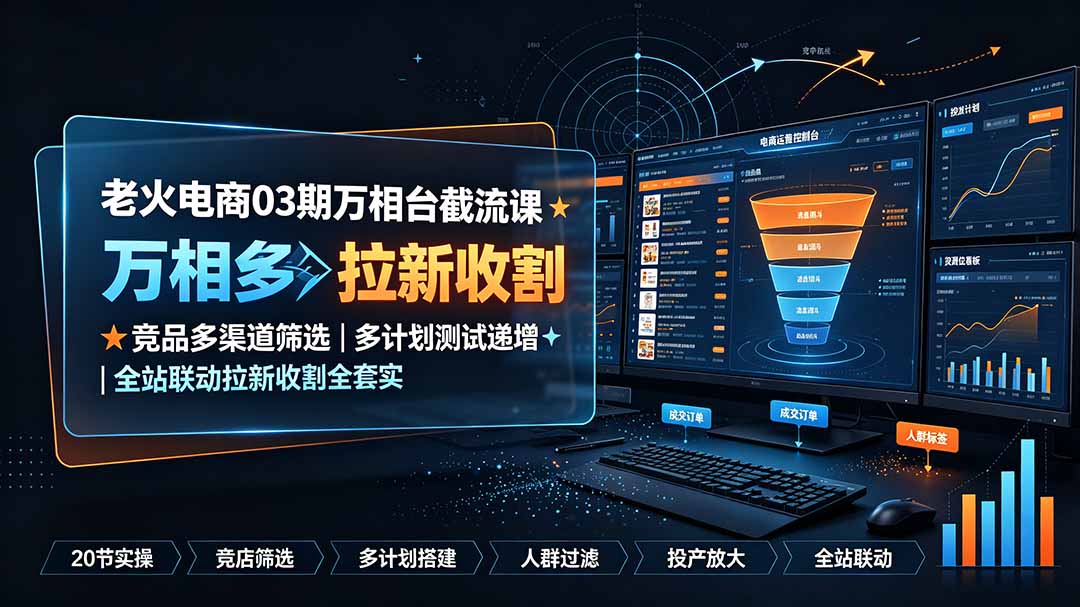 (19431期)老火电商03期万相台截流课:竞品多渠道筛选|多计划测试递增|全站联动拉新收割全套实操教学 (19431期)老火电商03期万相台截流课:竞品多渠道筛选|多计划测试递增|全站联动拉新收割全套实操教学