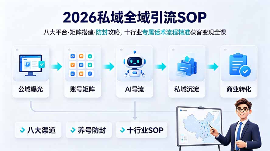 (19248期) 2026私域全域引流SOP|八大平台·矩阵搭建·防封攻略,十行业专属话术流程精准获客变现全课 (19248期) 2026私域全域引流SOP|八大平台·矩阵搭建·防封攻略,十行业专属话术流程精准获客变现全课