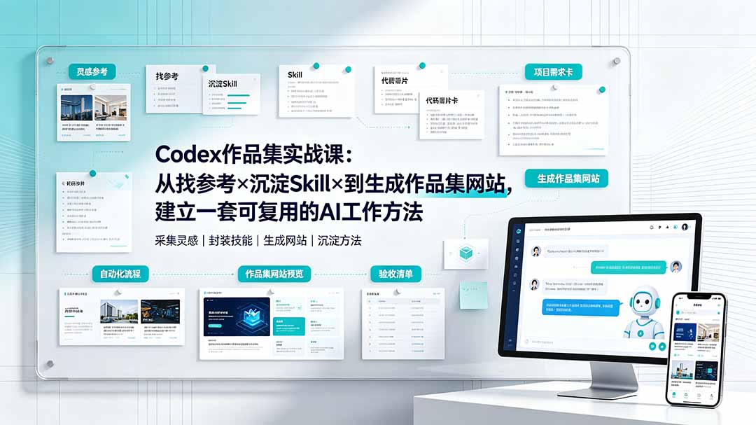 (19361期)Codex作品集实战课:从找参考×沉淀Skill×到生成作品集网站,建立一套可复用的AI工作方法 (19361期)Codex作品集实战课:从找参考×沉淀Skill×到生成作品集网站,建立一套可复用的AI工作方法