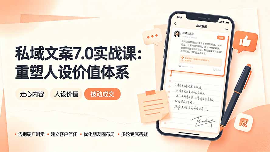 (19313期) 私域文案实战课7.0:重塑人设价值体系|-告别硬广推销×走心内容×自我价值塑造,实现被动成交 (19313期) 私域文案实战课7.0:重塑人设价值体系|-告别硬广推销×走心内容×自我价值塑造,实现被动成交