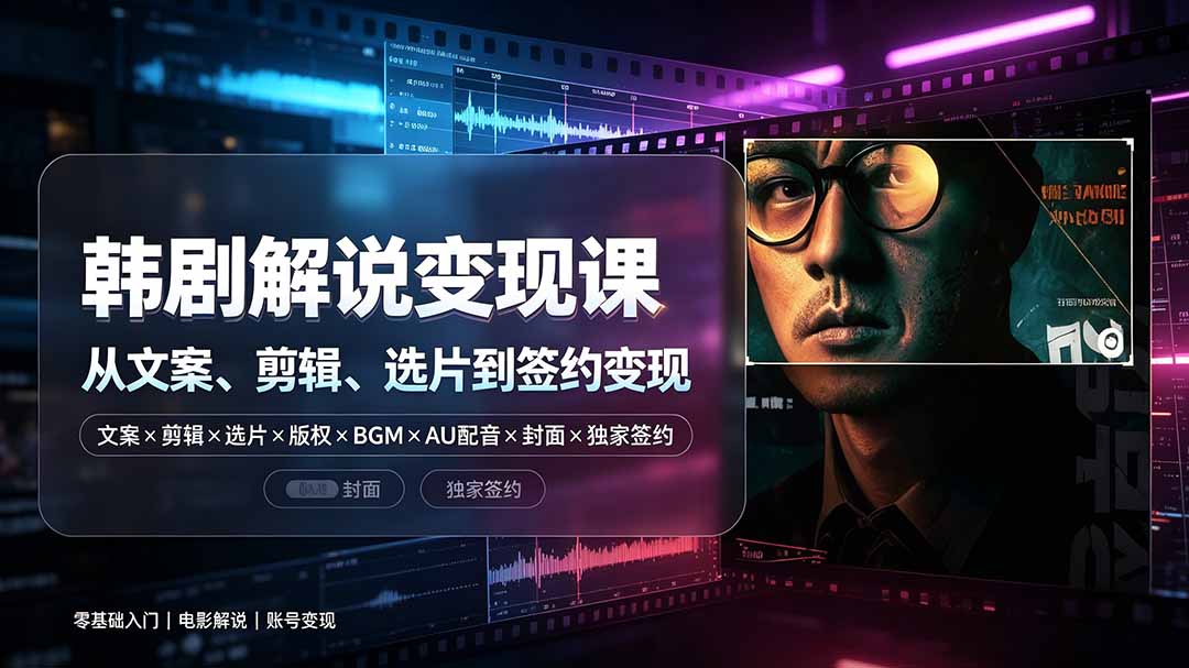 (19438期)抖音270W粉丝博主亲授韩剧解说课:文案×剪辑×选片×版权×BGM×AU配音×封面×独家签约,零基础到变现 (19438期)抖音270W粉丝博主亲授韩剧解说课:文案×剪辑×选片×版权×BGM×AU配音×封面×独家签约,零基础到变现