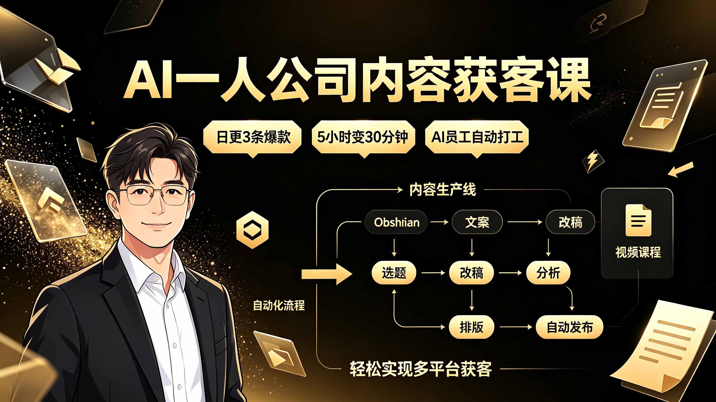 (19387期)AI一人公司内容获客课:日更3条爆款×5小时变30分钟×AI员工自动打工,轻松实现多平台获客 (19387期)AI一人公司内容获客课:日更3条爆款×5小时变30分钟×AI员工自动打工,轻松实现多平台获客