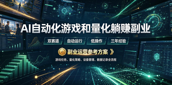 (19388期)AI全自动游戏和量化躺赚副业:日入几百,稳定运行三年的项目! (19388期)AI全自动游戏和量化躺赚副业:日入几百,稳定运行三年的项目!