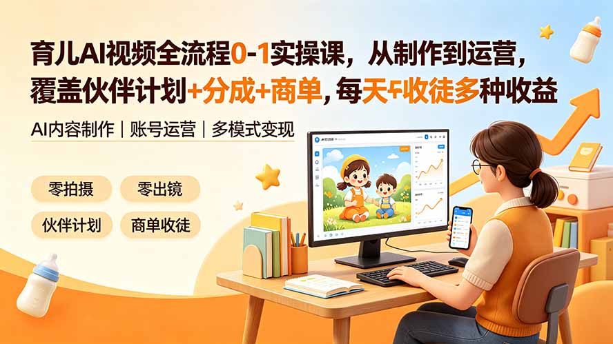 (19236期)育儿AI视频全流程0-1实操课,从制作到运营,覆盖伙伴计划+分成+商单+收徒多种收益,每天500+收益 (19236期)育儿AI视频全流程0-1实操课,从制作到运营,覆盖伙伴计划+分成+商单+收徒多种收益,每天500+收益
