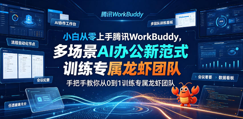 小白从零上手腾讯WorkBuddy，多场景AI办公新范式实战，手把手教你从0到1训练专属龙虾团队（教程）-元界资源网