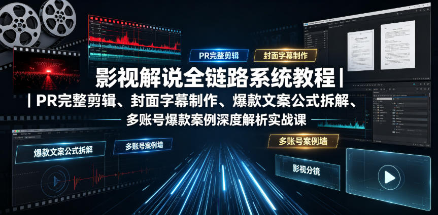 影视解说全链路系统教程|PR完整剪辑、封面字幕制作、爆款文案公式拆解、多账号爆款案例深度解析实战课 影视解说全链路系统教程|PR完整剪辑、封面字幕制作、爆款文案公式拆解、多账号爆款案例深度解析实战课