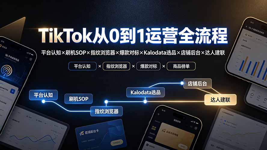 (19823期)TikTok从0到1运营全流程-更新:平台认知×刷机SOP×指纹浏览器×爆款对标×Kalodata选品×店铺后台×达人建联 (19823期)TikTok从0到1运营全流程-更新:平台认知×刷机SOP×指纹浏览器×爆款对标×Kalodata选品×店铺后台×达人建联