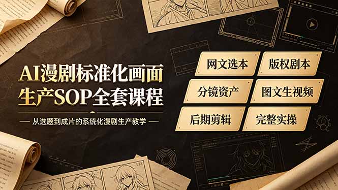 (19806期)AI漫剧标准化画面生产SOP全套课程-更新,网文选本版权剧本分镜资产全覆盖,图文生视频后期剪辑完整实操教学 (19806期)AI漫剧标准化画面生产SOP全套课程-更新,网文选本版权剧本分镜资产全覆盖,图文生视频后期剪辑完整实操教学