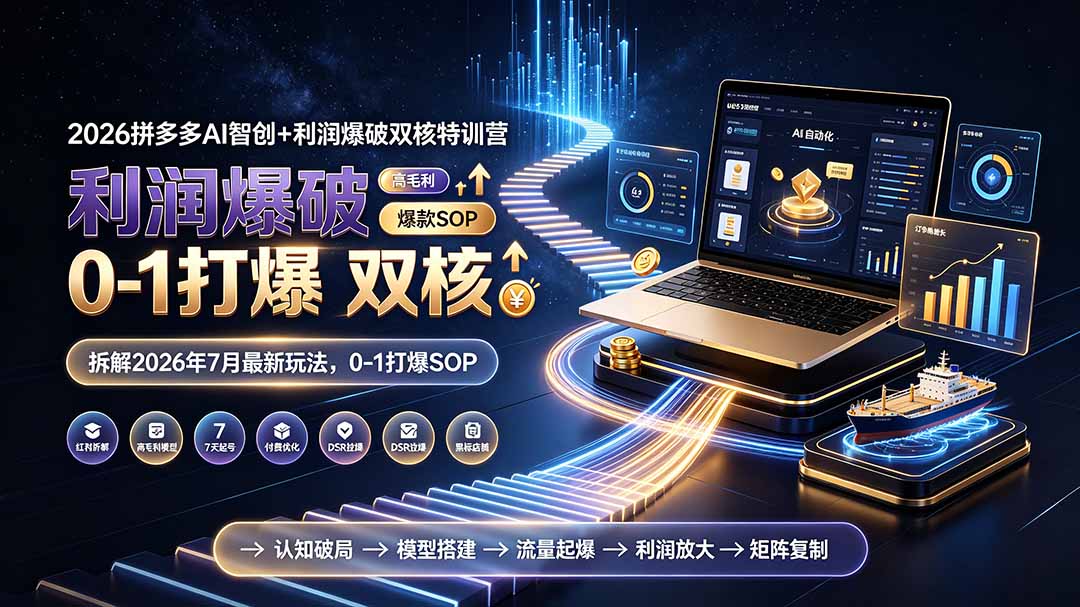(19804期)2026拼多多AI智创+利润爆破双核特训营-更新:拆解2026年7月最新玩法,0-1打爆SOP (19804期)2026拼多多AI智创+利润爆破双核特训营-更新:拆解2026年7月最新玩法,0-1打爆SOP