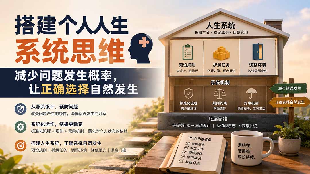 （19985期）付费文章：搭建个人人生系统思维：减少问题发生概率，让正确选择自然发生