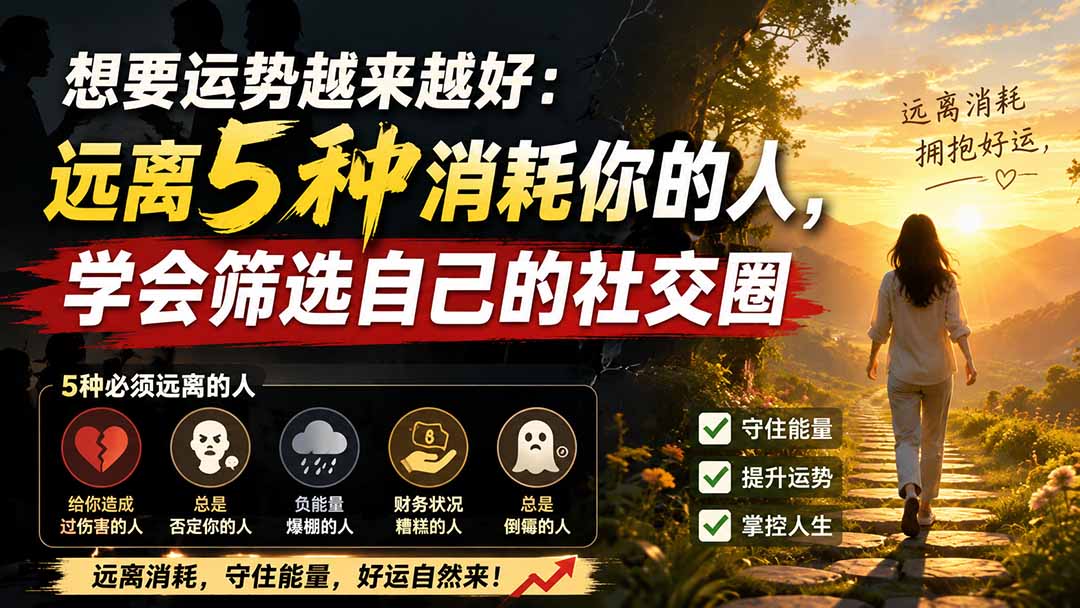 (19965期)付费文章:想要运势越来越好:远离5种消耗你的人,学会筛选自己的社交圈 (19965期)付费文章:想要运势越来越好:远离5种消耗你的人,学会筛选自己的社交圈